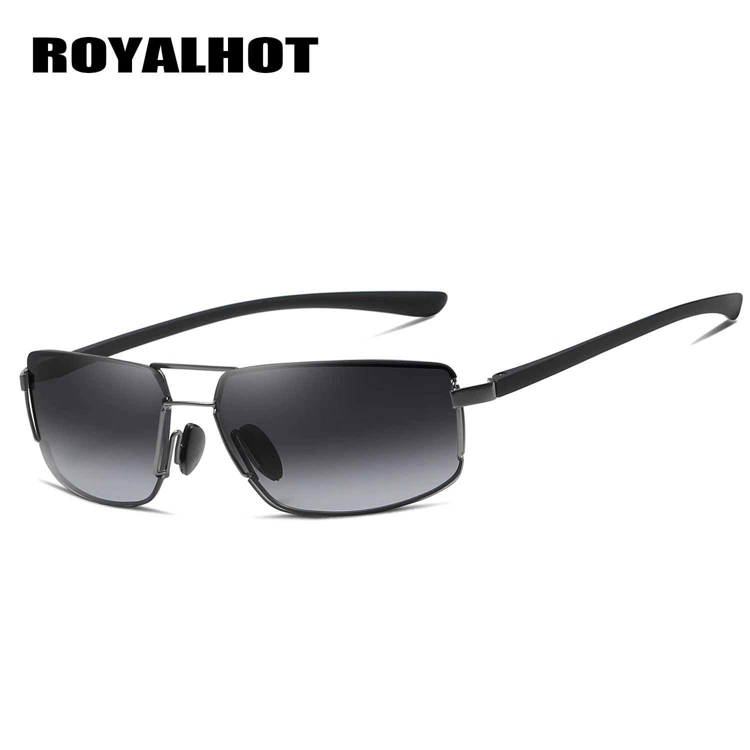 RoyalHot, мужские, женские, сплав, 2 луча, овальная оправа, солнцезащитные очки для вождения, солнцезащитные очки, очки, Oculos masculino, мужские, 900144 - Цвет линз: Grey