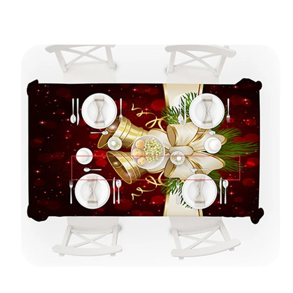 

Christmas Bell 3D Printed Pattern Rectangular Tablecloths Picnic Dustproof Table Cover Tea Cloth Bedside Cabinet Mat Tablecloth