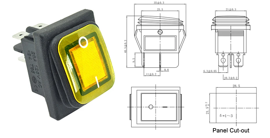 KCD4 Waterproof rocker switch IP65