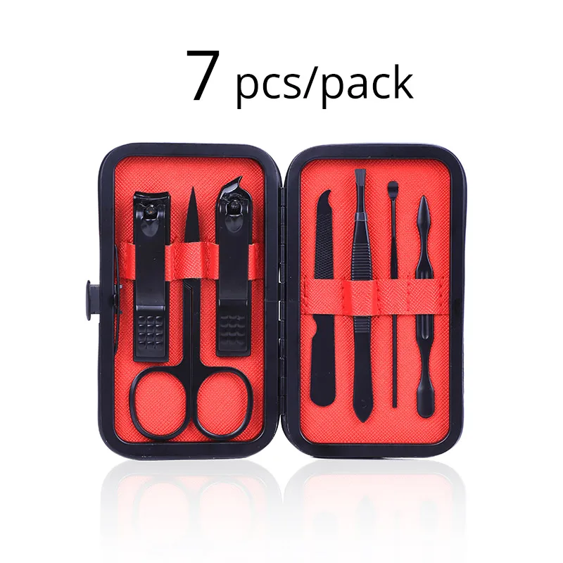 7Pcs Set Nunify, черные новые маникюрные кусачки для ногтей, педикюрный набор, набор для резки ногтей, кусачки для густых ногтей, кусачки для ногтей - Цвет: 7Pcs Set