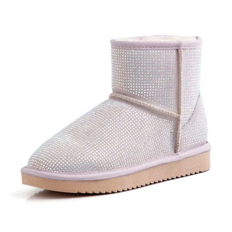 MORAZORA new arrive high quality ankle boots winter keep warm snow boots comfortable flat heel round toe women boots - Цвет: Light purple