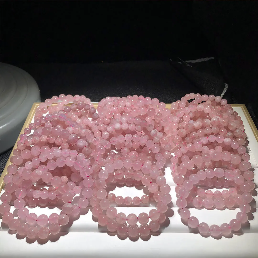 8-12mm Natural Round Beads Rose Quartz Loose Bead Bracelet 8