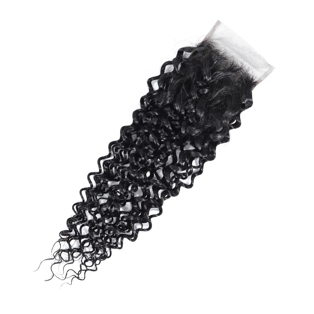 Индийские волосы волнистые пучки с закрытием вьющиеся человеческие не Реми
