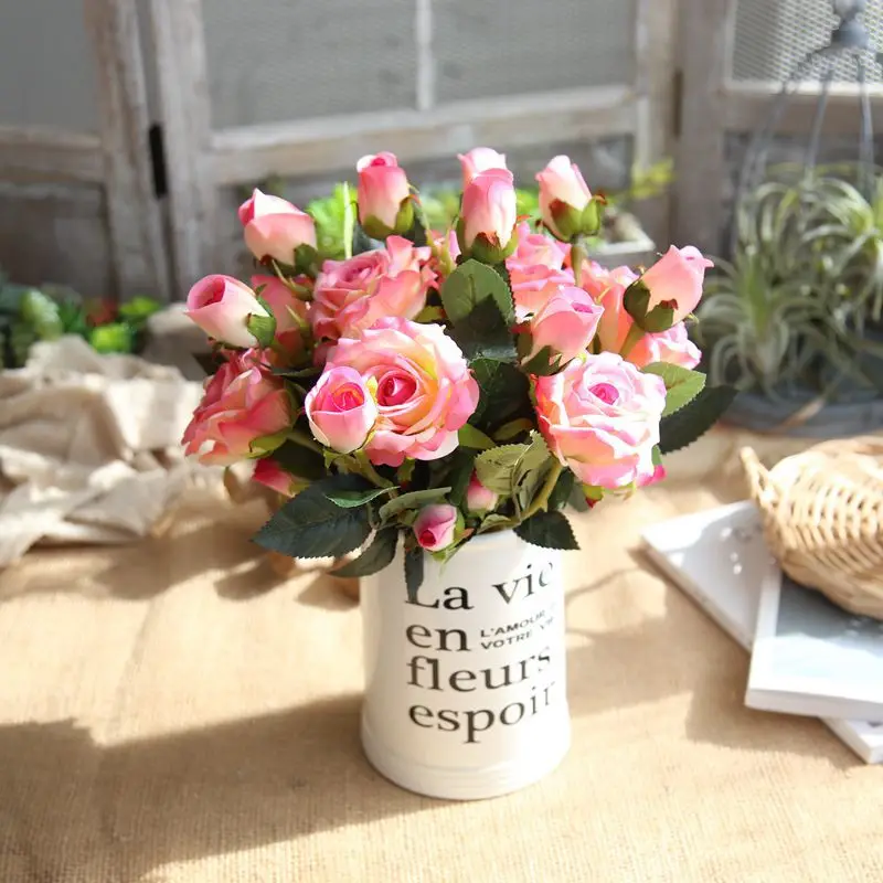 Flannel Simulation Flower Wishful Rose Fake Flower Wedding Supplies Home Decoration Silk Flower
