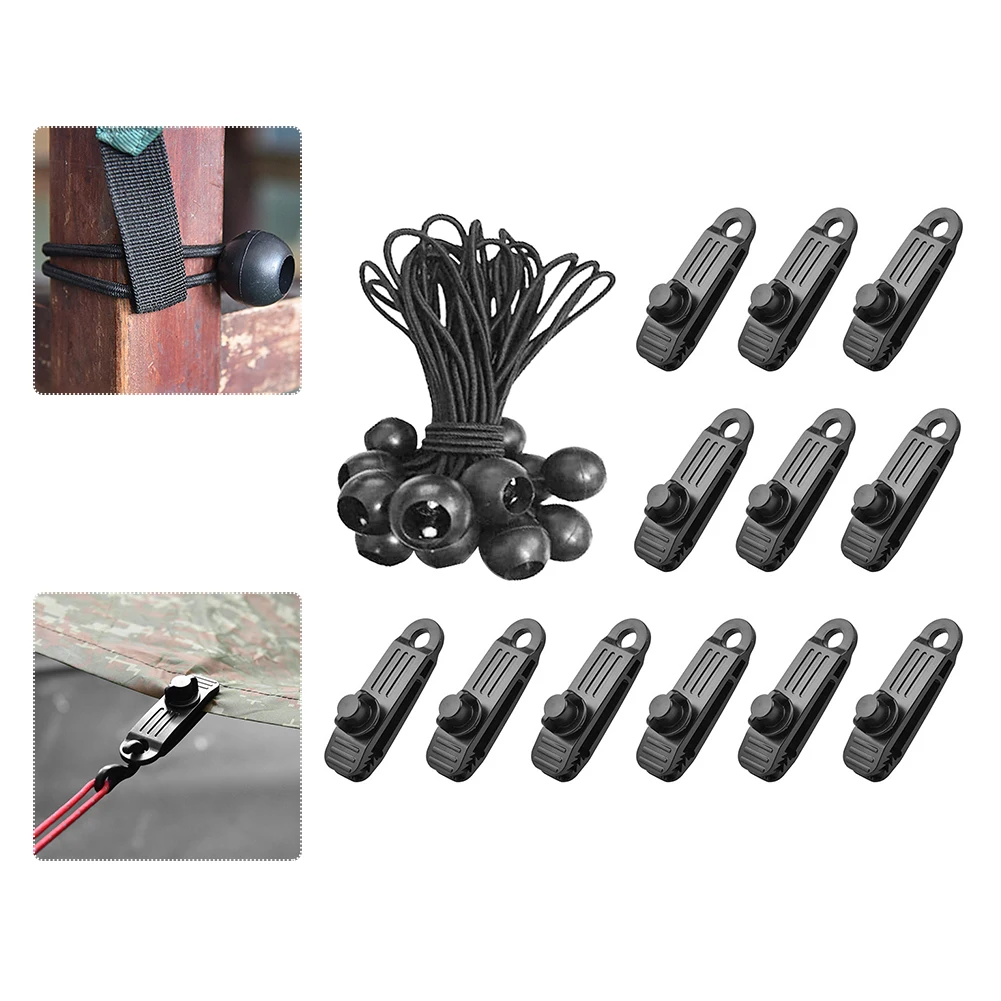 24PCS Tarp Clips Bungee Cord Ropes Bungee Ball Snap Anchor Gripper