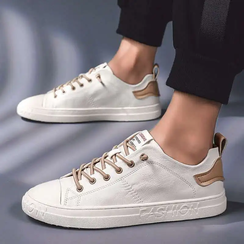 White Sneakers Shoes Vulcanized-Shoes Flat-Loafers Black Men Summer High-Quality Khaki