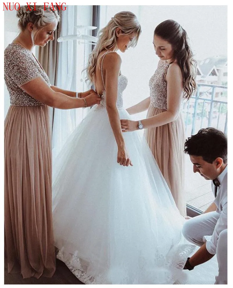 

Sexy Wedding Dresses 2020 Boho Long Backless White Beach Wedding Gowns Appliques Lace Princess Bride Dress Vestido De Noiva