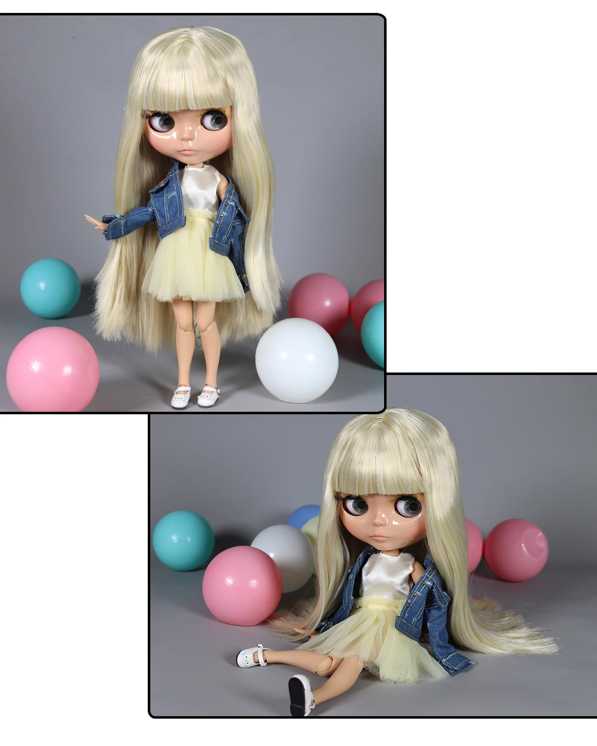 Hermione - Premium Custom Neo Blythe Dukke med blond hår, solbrun hud og skinnende sødt ansigt 1