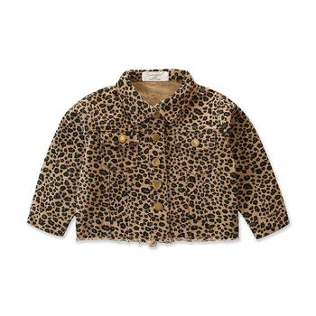 

Autumn Kids Girls 1T-6T Fashion Jacket Coats Leopard Print Long Sleeve Single Breasted Turn Down Collar Outwear