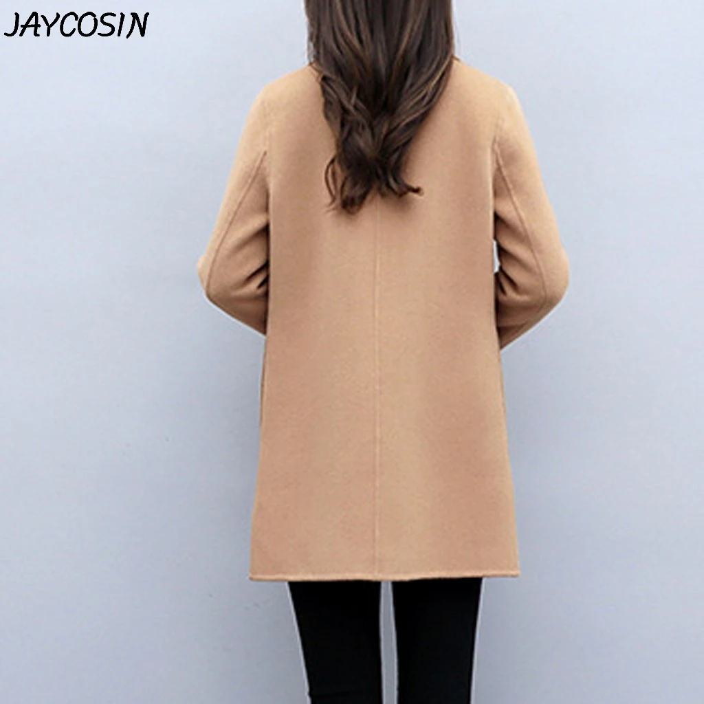 JAYCOSIN, Женское шерстяное пальто, куртка на пуговицах, кардиган, тонкое пальто, зимнее, офисное, одноцветное, длинное, верхняя одежда, casaco feminino