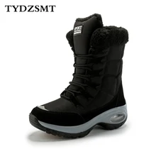 TYDZSMT/качественные зимние женские ботинки теплые зимние ботинки до середины икры удобные женские водонепроницаемые ботинки на шнуровке chaussures femme