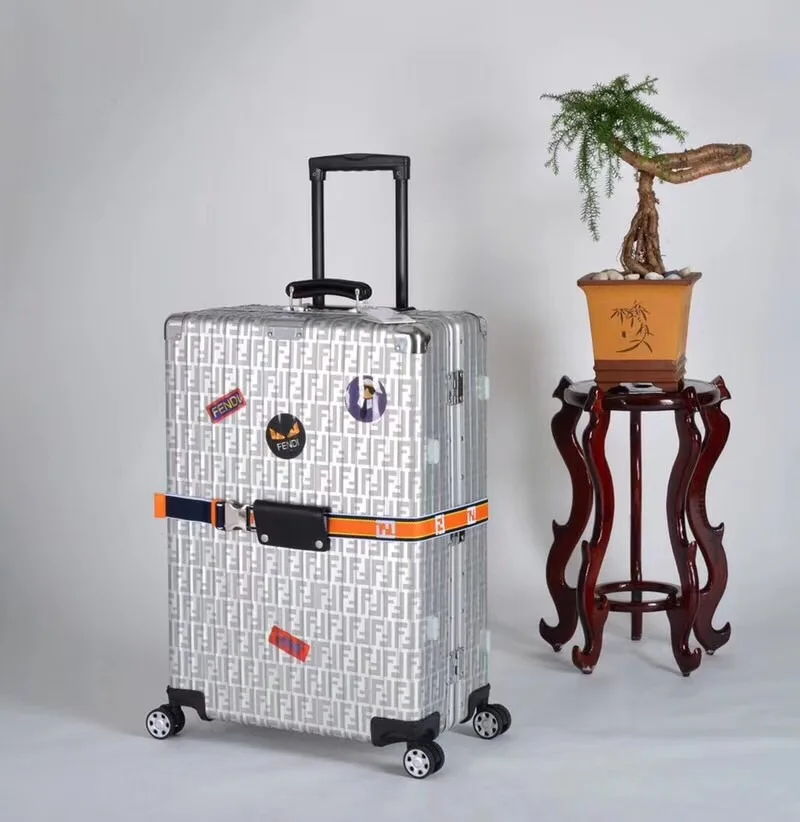 

Luxury Brand 100 Aluminum travel luggage carry on box pull rod suitcase trolley suitcase rolling luggage