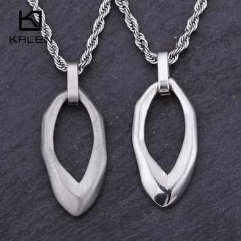 

KALEN ShinyBrushed WaterDrop Pendant Necklace Men Stainless Steel Hollow Charm Chain Choker Jewelry 2020