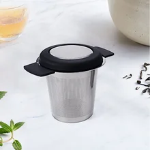 Фильтр для чая с черной ручкой, крышка из нержавеющей стали, утечка чая с силикагелем, анти-обжигающая ручка, разделитель для чая, пищевой 304 stai