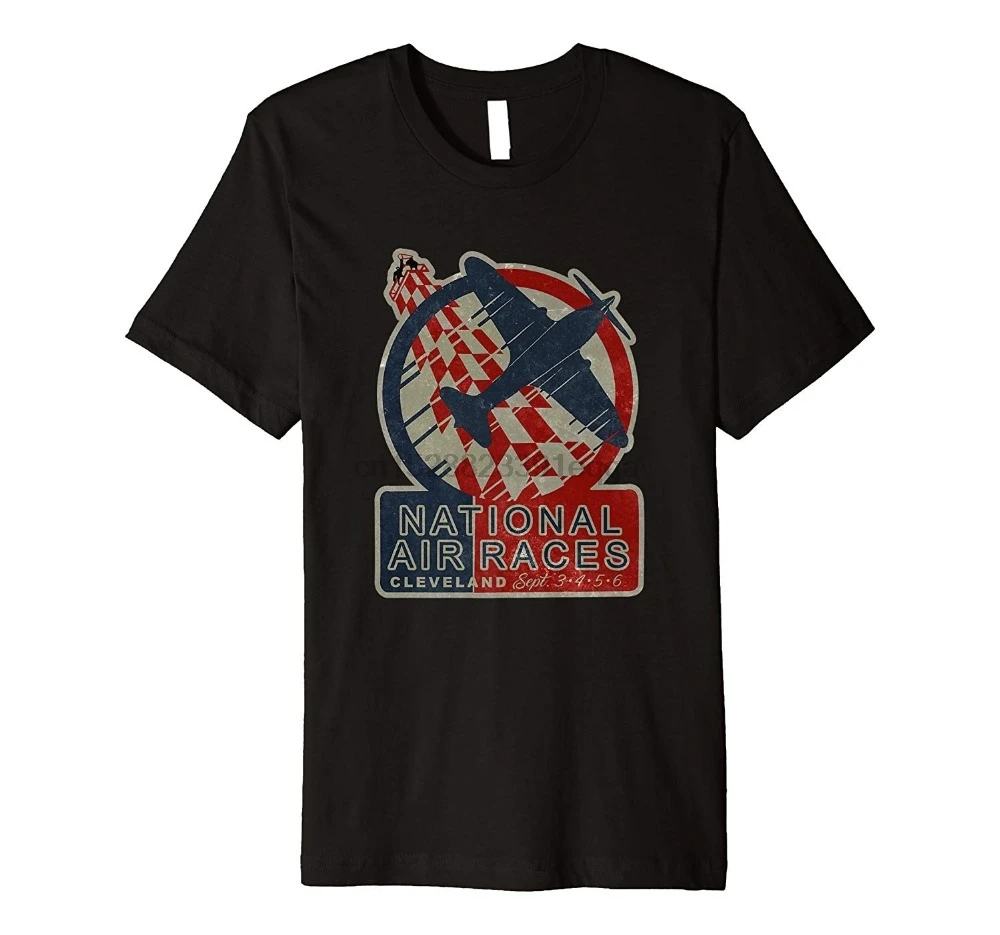 National Air Races Vintage Airplane Pilot Flying New Fashion Men Hip Hop 3D Style Print Novelty Tee Shirts | Мужская одежда