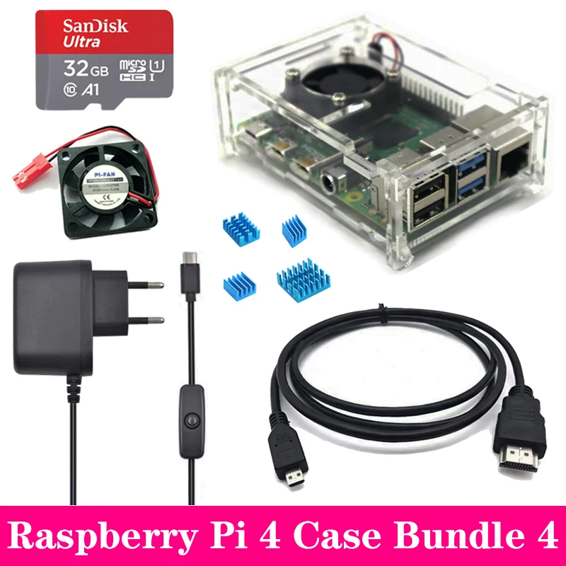 Для Raspberry Pi 4 Чехол прозрачный акриловый чехол с крутым вентилятором алюминиевый радиатор для Raspberry Pi 4 Модель B Pi 4B Pi4