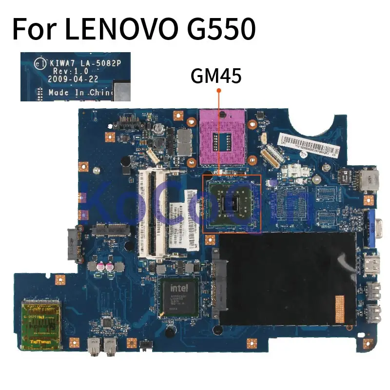 Материнская плата KoCoQin для ноутбука LENOVO Ideapad G550 GM45 материнская KIWA7 LA 5082P