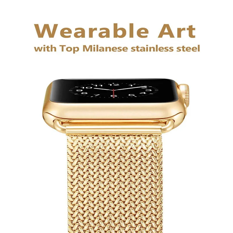 Нержавеющая сталь сетчатый Браслет ремешок для apple watch 4 группы 5 44 мм 40 мм Миланский Браслет спортивный ремешок для часов для наручных часов iWatch серии 3/2/1, 38, 42 мм, версия