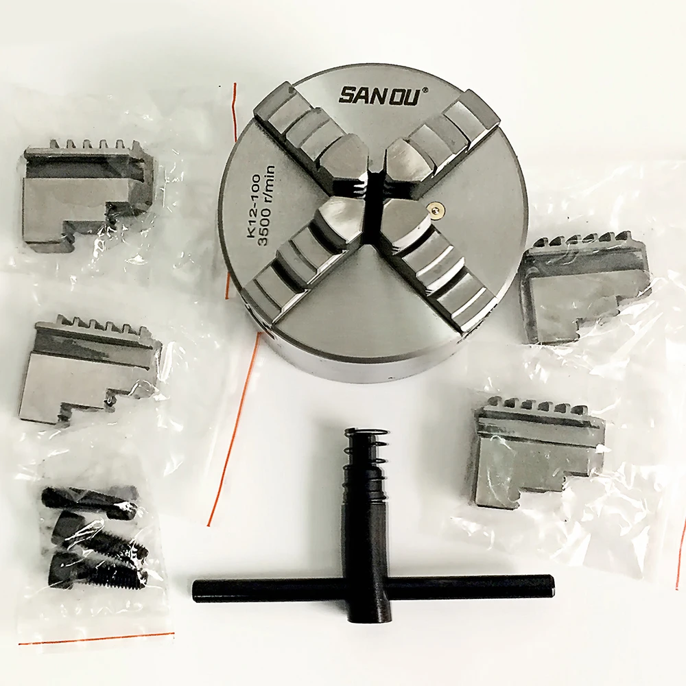 4 Jaw Lathe Chuck Self-Centering K12100 Sanou Brand manual lathe chuck 4'' machine tool accessory | Инструменты