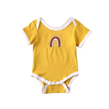 

0-18M Infant Baby Girls Boys Rompers Rainbow Newborn jumpsuit Short Sleeve Soft Clothes Summer Baby Costumes