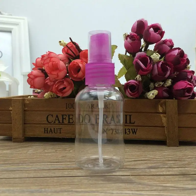 Portable Small Transparent Plastic Empty Spray Bottle Refillable Bottles 50ml Random Color