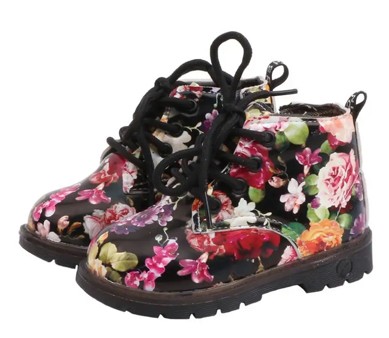 

Kids Ankle Boots Girls Boys Floral Flower Print Chelsea Boots Girls Autumn Martin Boots Children Winter Shoes size 21-30
