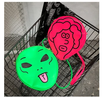 

Halloween Shoulder Bags for Women Neon Green Pink Funny Skull Print Shoulder Crossbody Bag PU Leather Gift Bags Hot Handbag