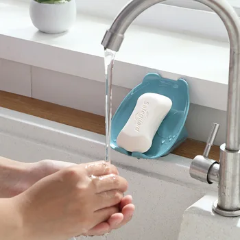 

New Soap Box Multifunctional Plastic Drain Soap Dish Bathroom Soap Box Free Perforation And Seamless Wall Hanging Kitchen