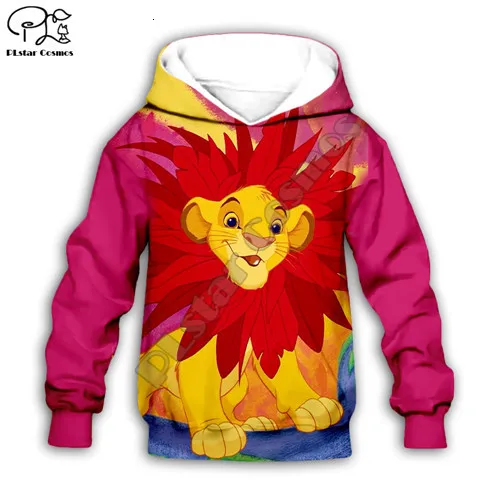 HAKUNA/MATATA толстовки с капюшоном с изображением Simba короля льва детские толстовки на молнии с 3D-принтом пуловер для мальчиков и девочек, штаны, Прямая поставка - Цвет: Kids hoodies