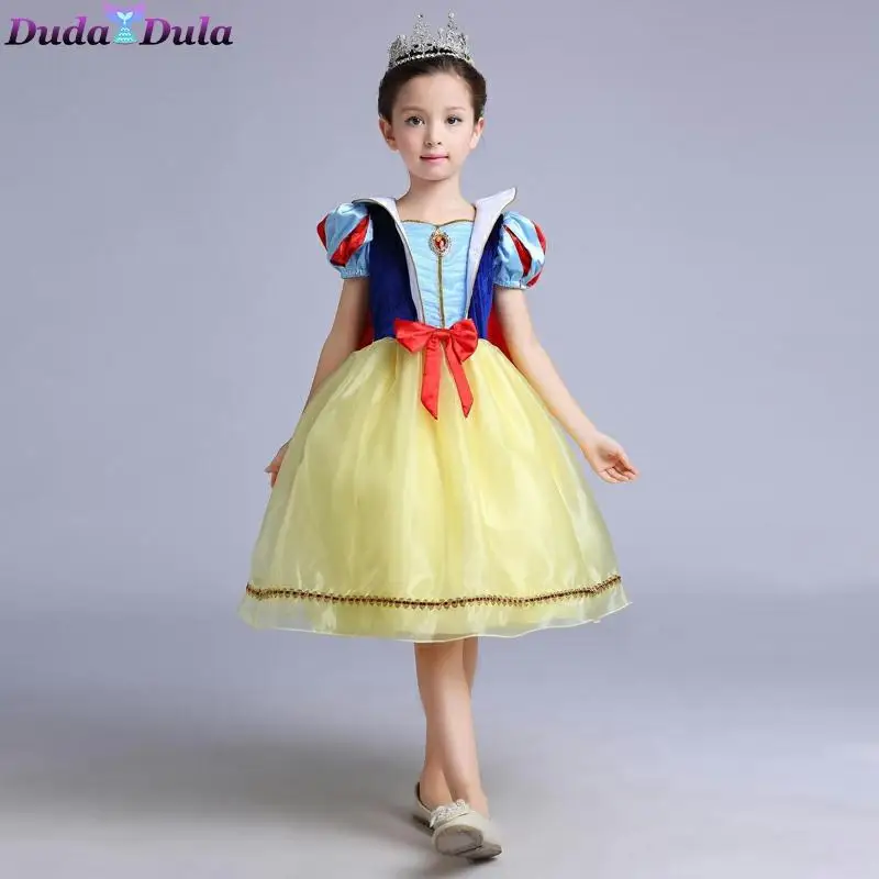 Детское Белоснежное платье для девочек детские костюмы с пышными рукавами и