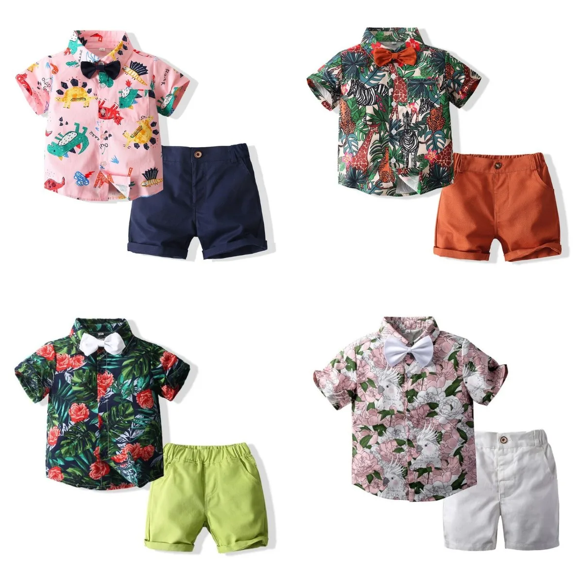 

Summer Boys Kids Beach Suits High Quality Fashion Casual Childrens Clothing 2 Piece Sets Shirts Shorts Clothies Promotion 2021