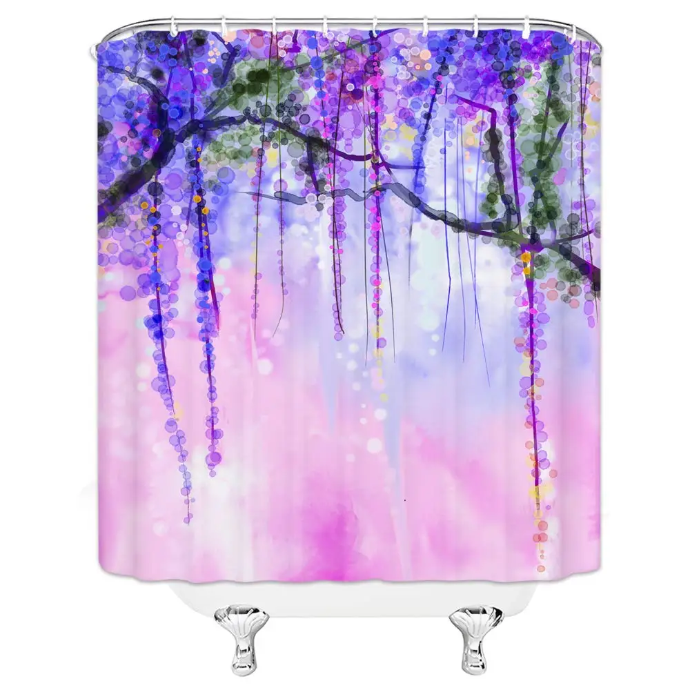 

Watercolor Flower Shower Curtain Floral Aract Ivy Romantic Floral Tree Foggy Vibrant Murky Habitat Artwor Bathroom Curtain Decor