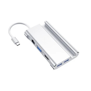 

HOT-7 in 1 Type C Docking Station Hdmi USB 3.0 HDMI VGA RJ45 PD USB Hub Adapter for Laptop Pro Dock Hub