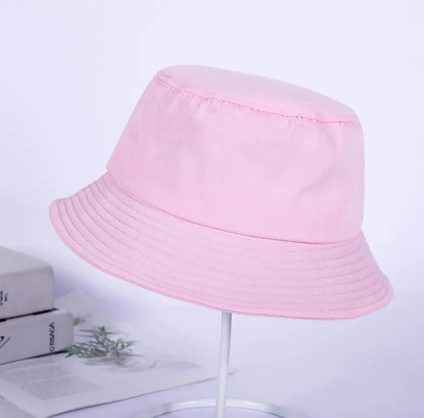 pink Черная, белая одноцветная Панама, унисекс, Bob cap s, хип-хоп, Gorros, мужская, wo, летняя Панама, кепка, Пляжная, солнцезащитная, для рыбалки, boonie Hat - Цвет: pink
