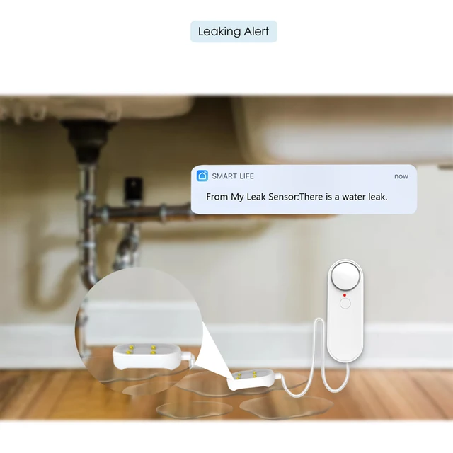 Wifi Water Detector Leakage Sensor Alarm Leak Detector Sound Tuyasmart Smart Life APP Flood Alert Overflow Security 6