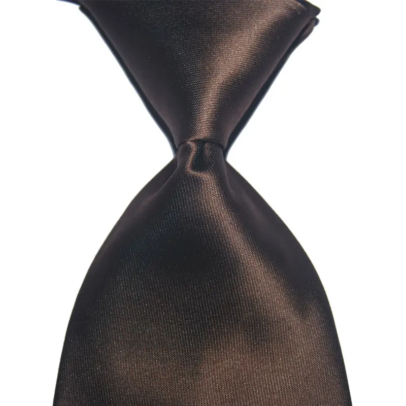 Сплошной цвет галстук подарок для мужчин Галстук шелковый 10 см ширина простой бордовый черный синий жаккард Тканые официальная одежда Бизнес Свадебная вечеринка - Цвет: Коричневый