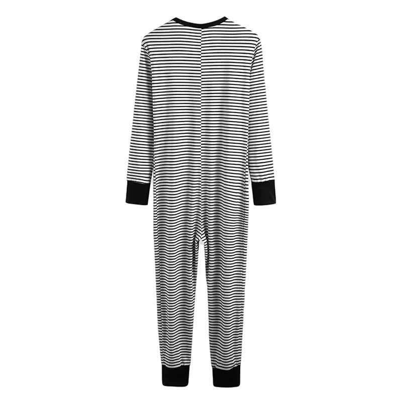 Male Underwear 3Xl Mens One Piece Pajamas Jumpsuit Homewear Striped Long Sleeve Comfortable Button Sleepwear Nightwear Pajamas men bodysuits men jumpsuits