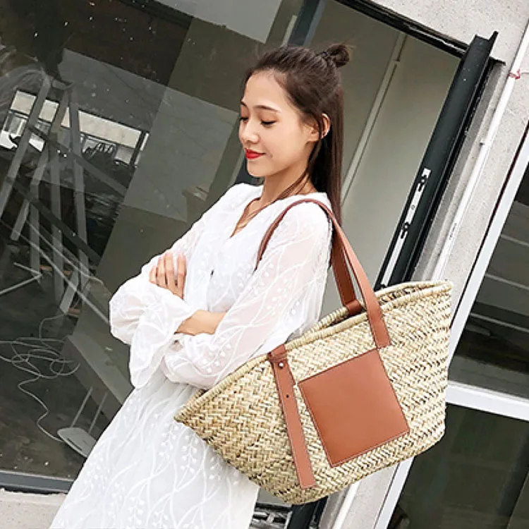  Beach Rattan Bag Women New Elegant Straw Bag Bolsos Mujer De Marca Famosa 2019 Bolso Paja Bolso Pla - 33031266905