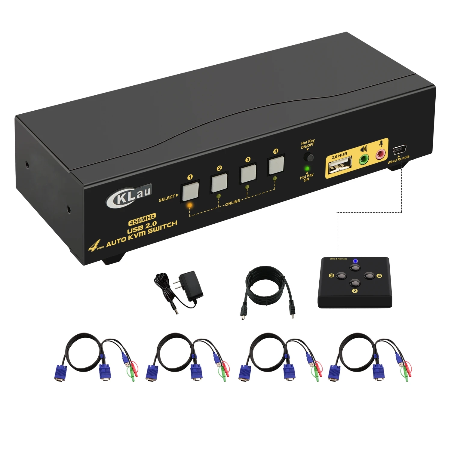 Ckl 4 Port Usb 2.0 Vga Kvm Switch With Cables Support Audio Auto Scan