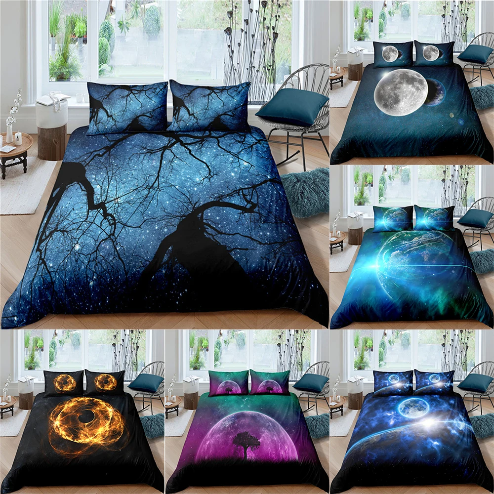 

Bo Niu Starry Sky Bedding Set 2/3 Pcs Duvet Cover Set Twin Full Queen King Size Comforter Set Bedclothes Bedroom Home textiles