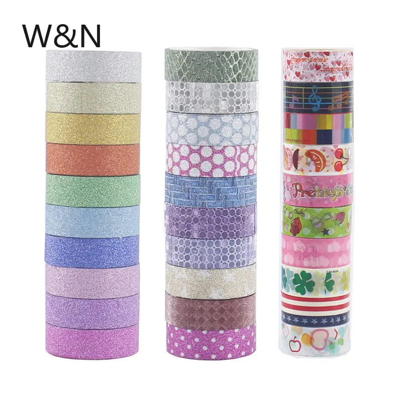10pcs/Set Kawaii Rainbow Washi Tape Set DIY Scrapbooking Sticker Glitter Adhesive Paper Drafting Stationery School Supply | Канцтовары