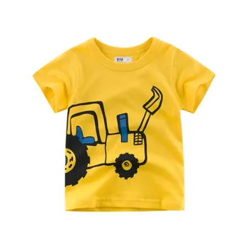 

Little Boys T-Shirts Summer Children Top Short Sleeve Cartoon Cute Excavator Pattern Casual Top Kid Clothes