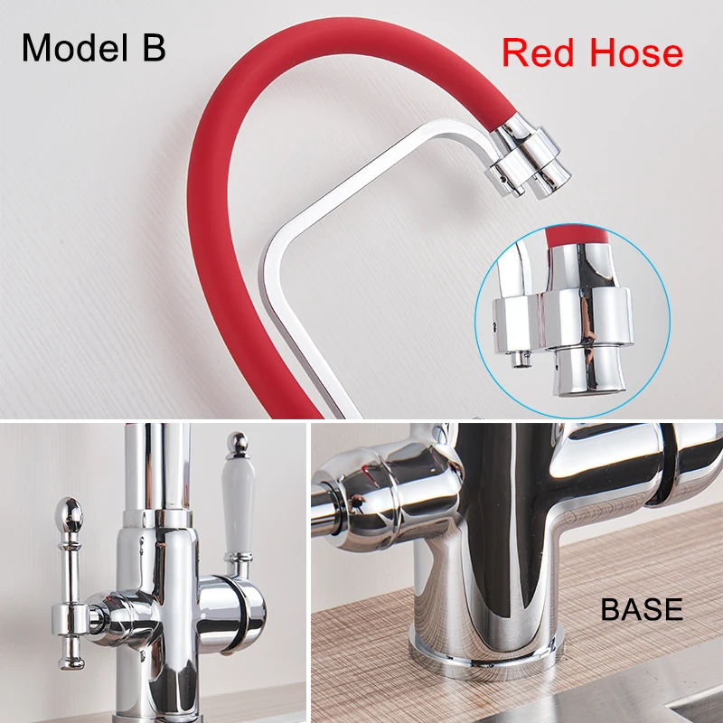 Filter Pure Water Kitchen Faucet Pull Down Purification Filtered Kitchen Faucets Crane Dual Handle Dual Spout Hot Cold Mixer Tap