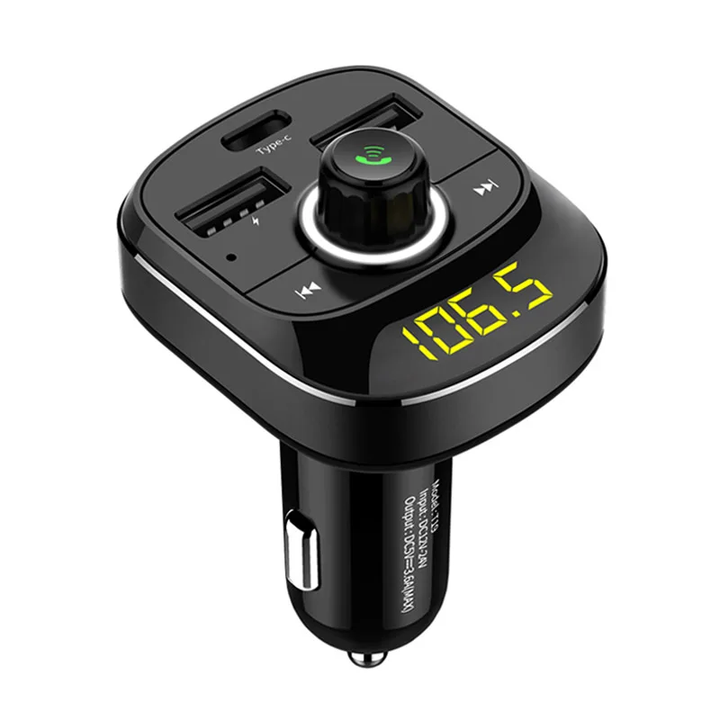 JaJaBor fm-передатчик беспроводной громкой связи Bluetooth автомобильный комплект Двойной USB+ type-C зарядный порт Поддержка TF карты U диск воспроизведения