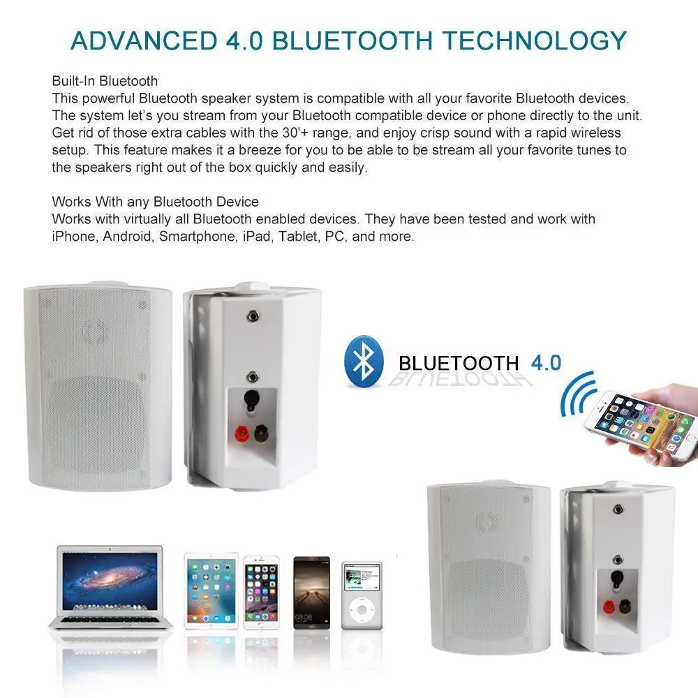 Herdio 4 дюйма внешние bluetooth-колонки водонепроницаемый козырек для террасы настенное крепление Speake rs для сада патио тестер для воды в бассейне