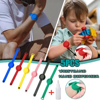 

5PCS Hand Sanitizer Disinfectant Sub-packing Silicone Bracelet Wristband Hand Dispenser Wearable Hand Sanitizer Dispenser Pumps