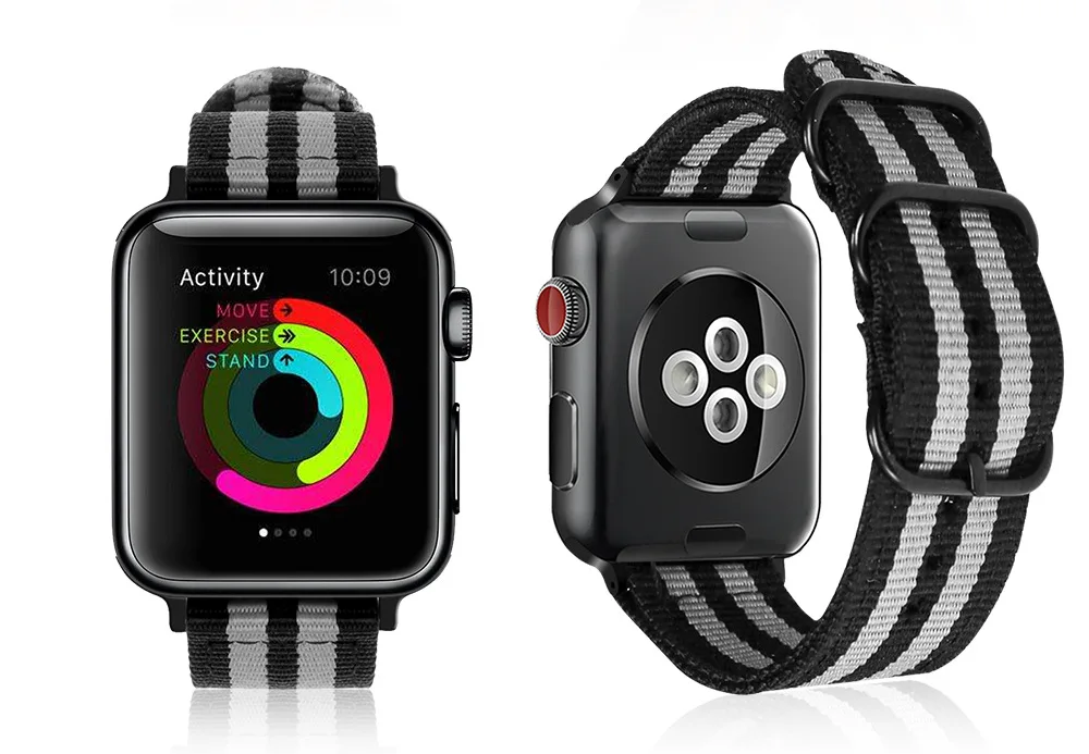 black grey Нейлоновый ремешок для наручных часов Apple Watch, версии 5/4/3/2/1, спортивный кожаный браслет, 42 мм, 38 мм, ремешок для наручных часов iwatch, ремешок AW301 - Цвет ремешка: black grey