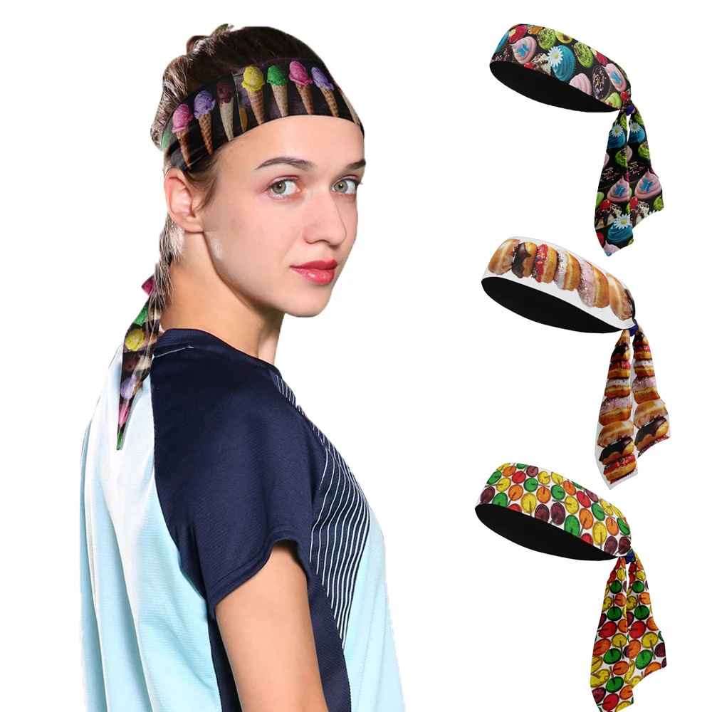 

3D Ice Cream Compression Headband Women Fashion Funny Running Sports Anti Slip Hairband Yoga Tennis Fitness Workout Sweat Band