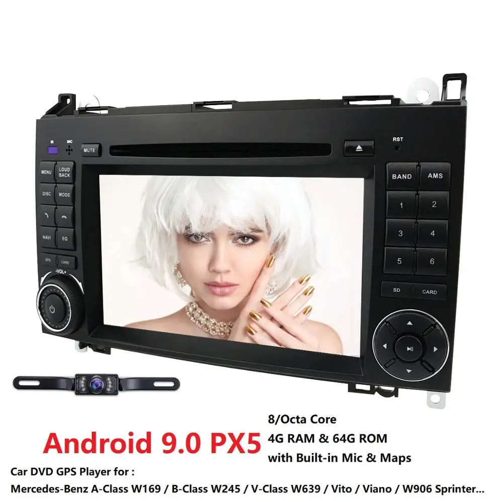 Excellent PX5 Android 9.0 8Octa Core 4G RAM 64G ROM GPS Navi 7" Car DVD Multimedia for Benz A W169/B W245/B200/Viano/Vito/W906 with Radio 4