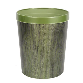 

HOT 12L Trash Can Durable Garbage Can Waste Basket with Wood-Grain European Style Wastebin for Bathroom TI99